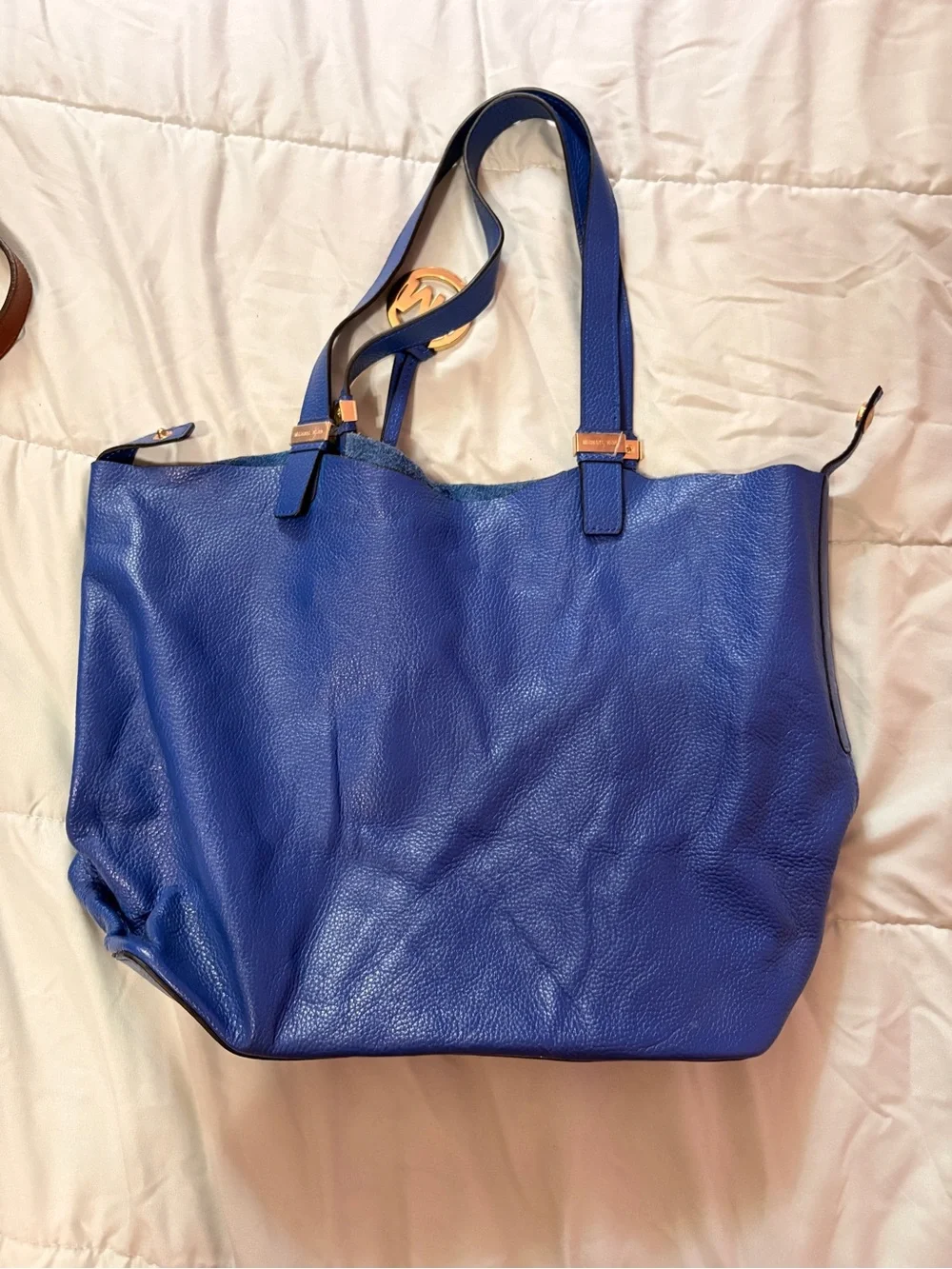 Michael Kors Royal Blue Pebbled Leather Tote Purse
